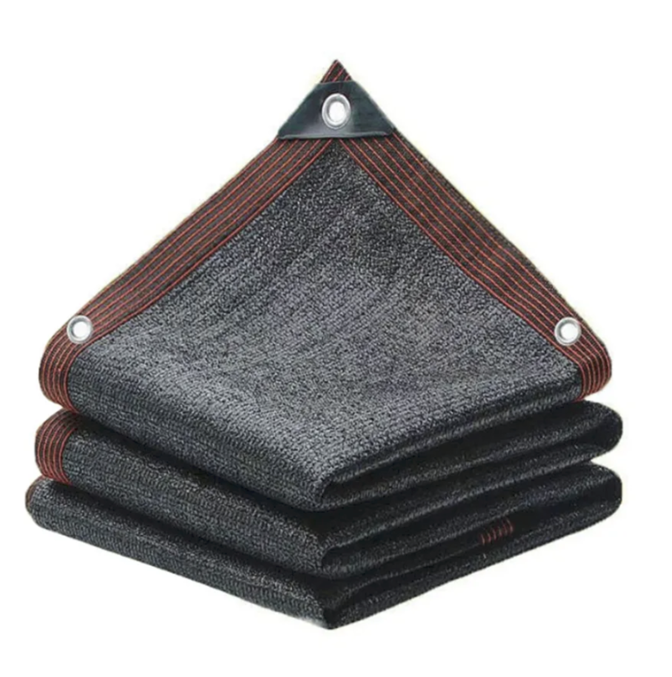 Reinforced black sunshade net with metal grommets