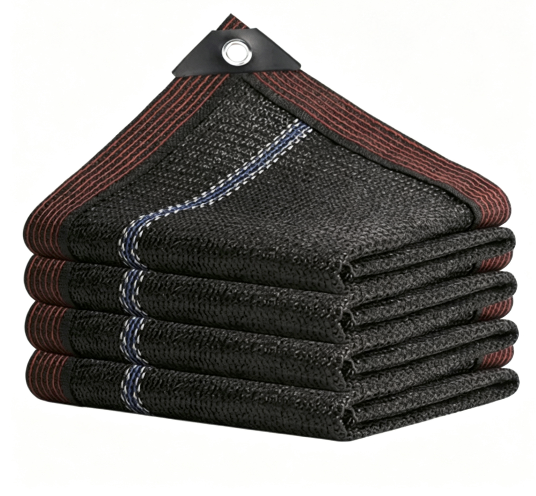 Reinforced sun shade cloth with grommet edges